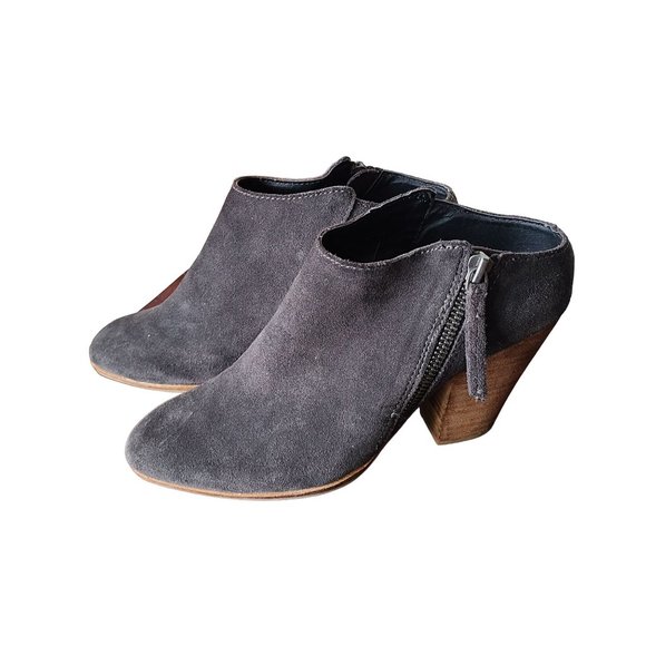 Dolce Vita Gray Suede Leather Hans Block Heel Booties Shoes Women's Size 7.5 - Picture 1 of 12